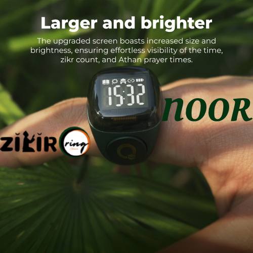 increased size and brightness, zikr count, and Athan prayer times.