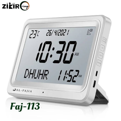 white muslim azan clock with temperature