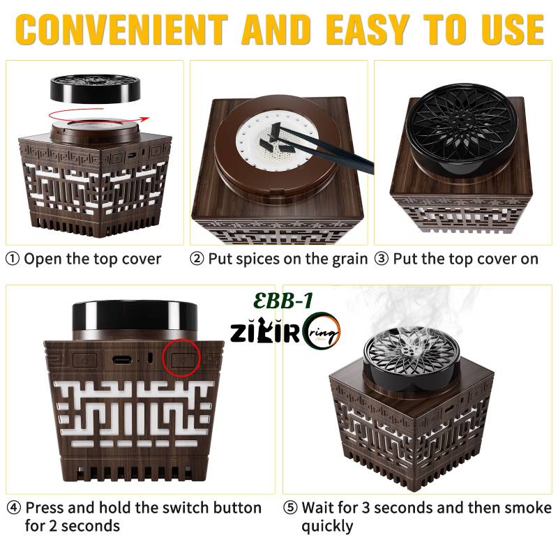 EBB-1 ZikirRing Bakhoor Burner is 
 oud burner islamic azan holy Quran player