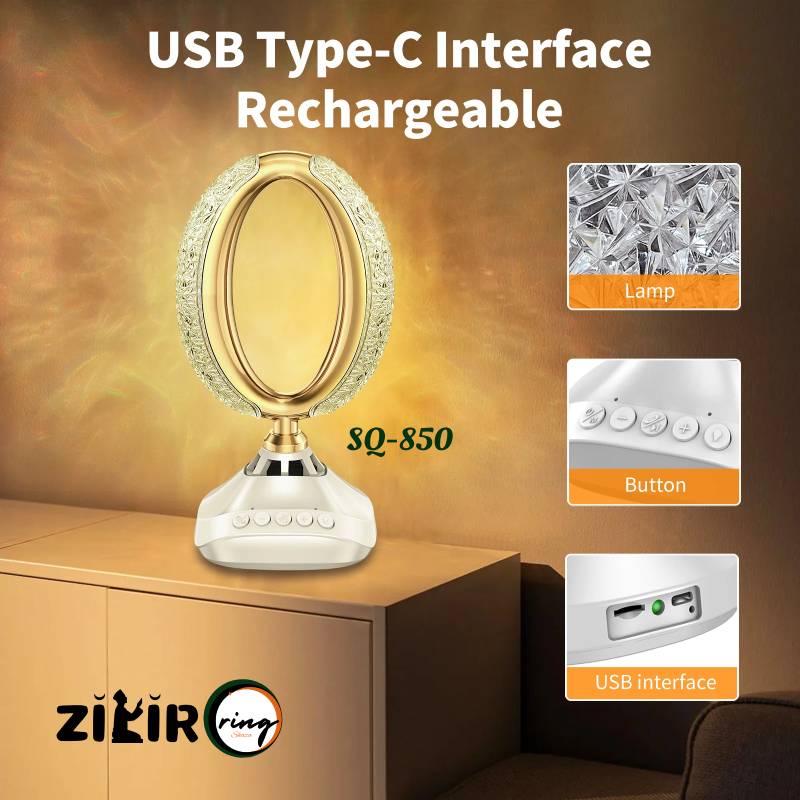 SQ-850 ZikirRing Lamp with usb type-c interface rechargeable 